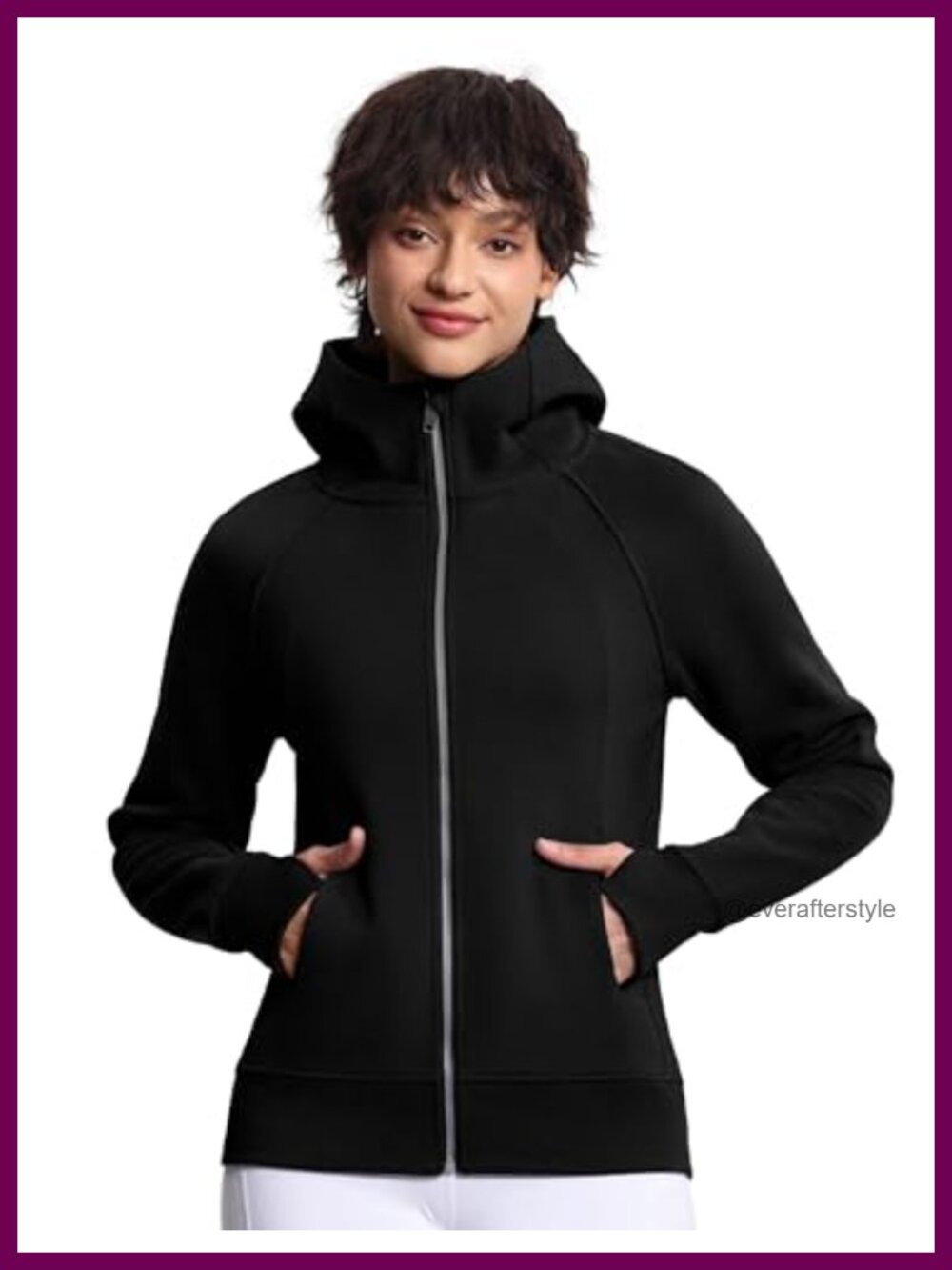 Full Zip Fleece Hoodie Workout Jacket with Thumbholes & Pockets